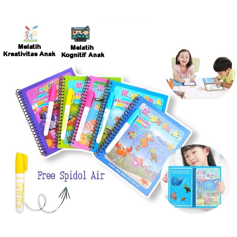 

Magic Water Book | Magic Water Pen | Buku Gambar Mewarnai | Buku Warna | Mainan Edukasi Anak