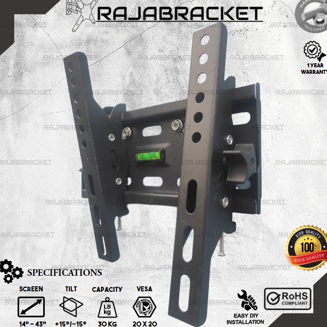 Ds Bracket Braket Breket TV LED 24 32 4 42 43 inch Tilting TV Waterpass Nunduk Dangak Braket TV Sams