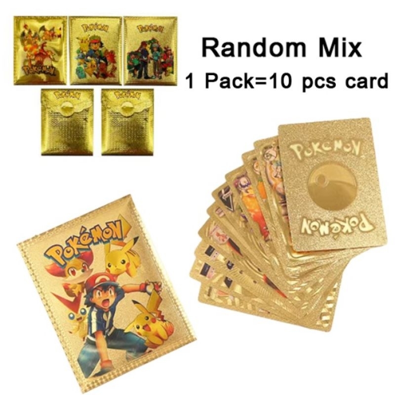 Kartu Pokemon Emas TCG Pokemon Emas Kemasan Amplop Isi 10 Kartu Random Kartu Koleksi Pokemon Emas