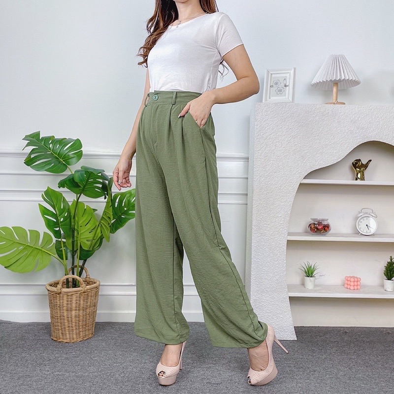 Celana Wanita Kulot Crinkle Highwaist || Bawahan Kulot Crinkle || Cringkle Airflow Preminum Warna Sa