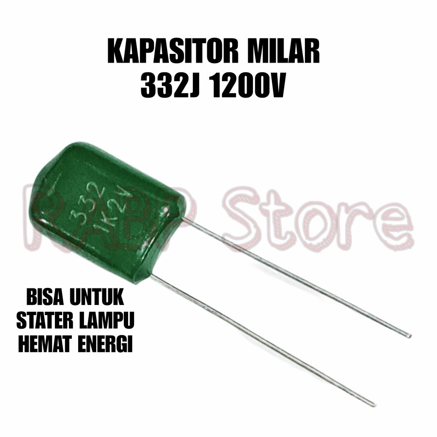 10X KAPASITOR MILAR 332J 1200V - MYLAR 332J 1200V - MILAR 332 1200V
