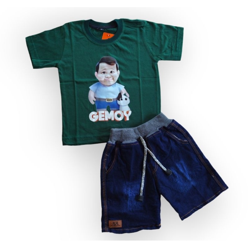 Gold lane kids Baju cowok setelan anak laki laki kaos Gemoy distro  celana jeans pendek Umur 1-8 tah