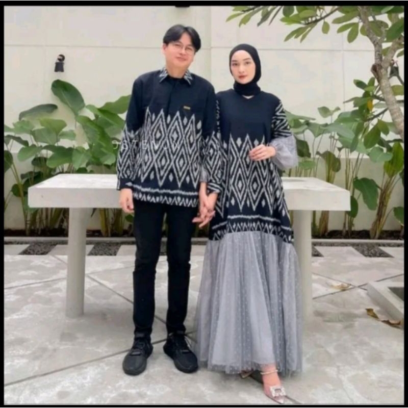 GAMIS TENUN KOMBINASI MIK BROKAT, GAMIS LEBARAN, GAMIS PESTA, GAMIS KONDANGAN, BAJU COUPLE KELUARGA,