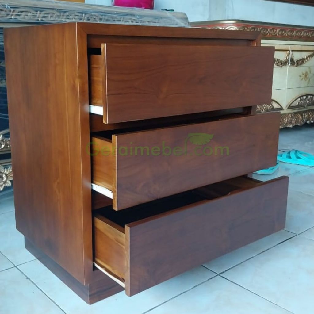 Buffet Nakas Kayu Jati Minimalis Lemari 3 Laci Modern Berkualitas