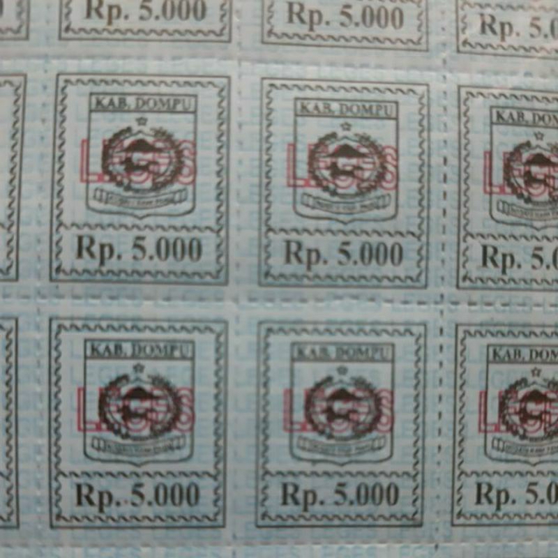 

LEGES kabupaten Dompu Rp 5000 bentuk perangko prangko