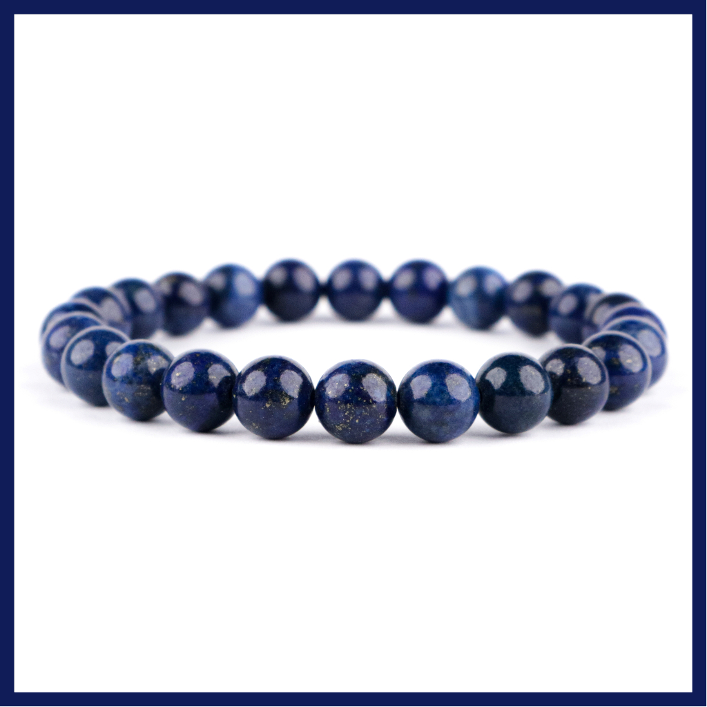 Gelang Batu Permata Biru Asli Natural Lapis Lazuli Serat Emas