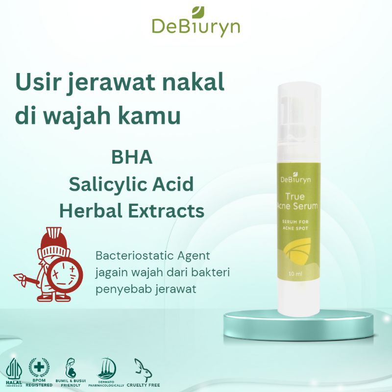 DeBiuryn True Acne Serum 10ml Bantu Rawat Jerawat Meradang Kemerahan Bruntusan