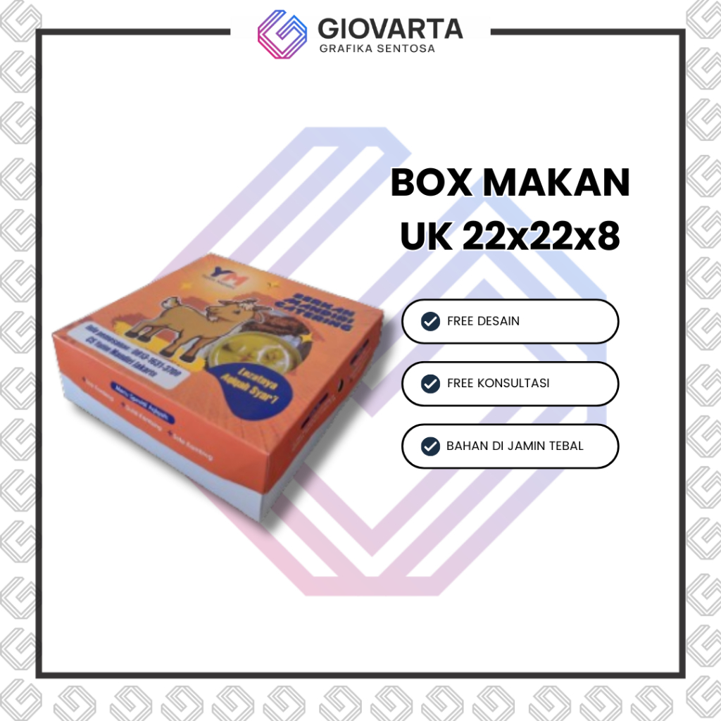 Box Makanan / Paper Box / Lunch Box Paper Custom Desain Ukuran 22x22