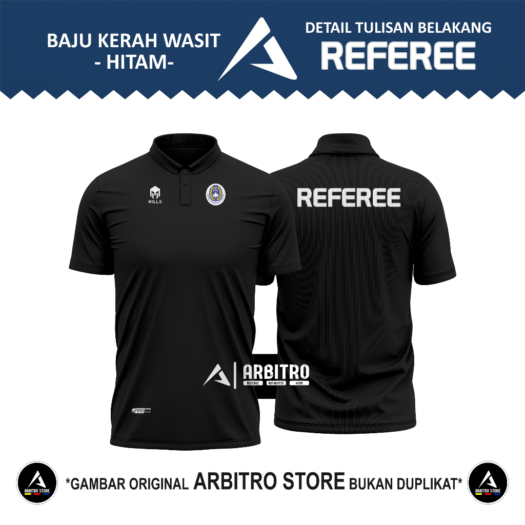 BAJU WASIT MILLS BRI LIGA 1 - WANGKI HITAM : REFEREE- MATCHCOMMISIONER - COACH