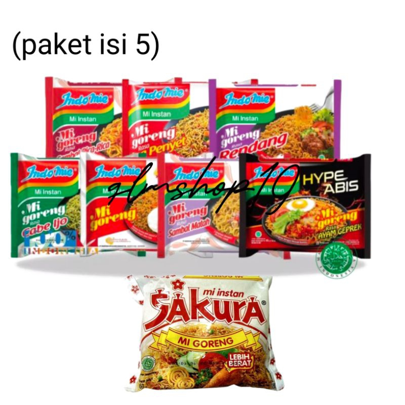 

Paket isi 5 indomie all variant