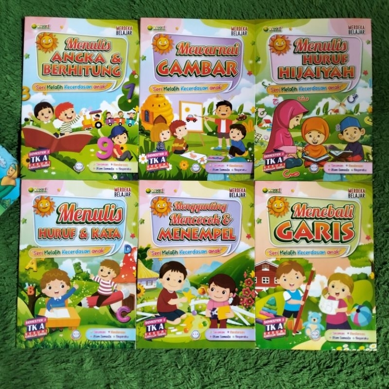 BUKU PAKET PAUD DAN TK ISI 6 SEMESTER 2 TK A MENULIS HURUF & KATA MENEBALI GARIS ANGKA & BERHITUNG M
