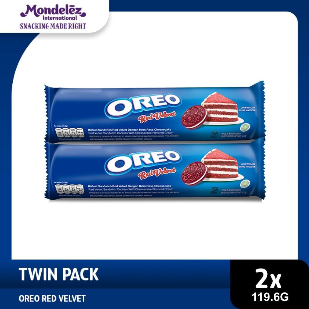 

Oreo Biskuit Red Velvet Regular 119.6g Untuk Jajanan Keluarga - Twinpack