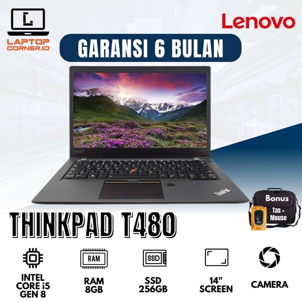 Laptop Lenovo Thinkpad T480 Core i5 Gen 8 RAM 8 SSD 256 Bergaransi