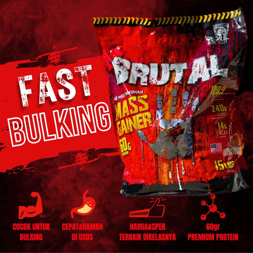 Terror Labz BRUTAL Mass Gainer 15 Lbs 6,8 Kg 20 Servings Chocolate TerrorLabz Susu Fitness Bulking W