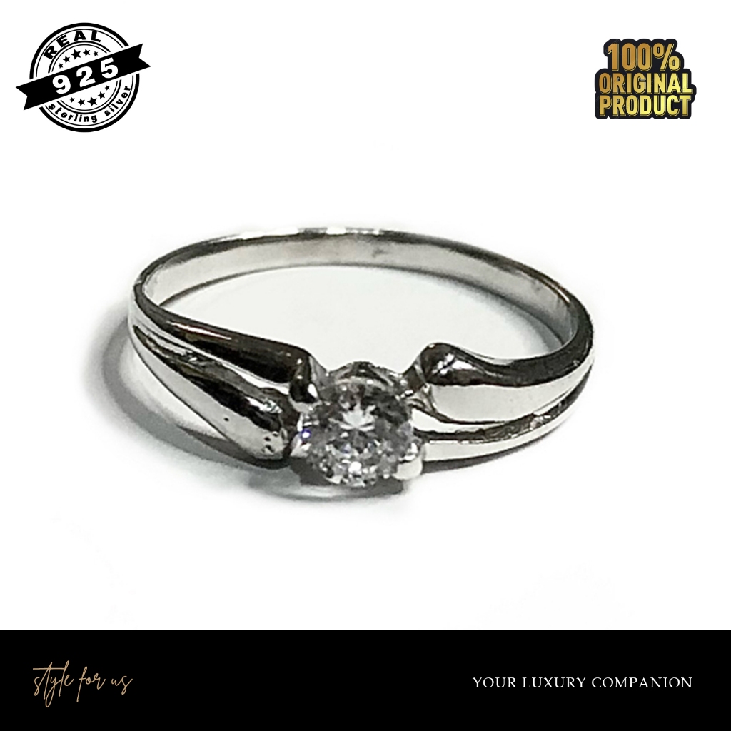 Elegant Beauty - Cincin Perak Silver 925 ASLI Lapis Emas Putih kode A10 - Style for Us Jewelry - CIN