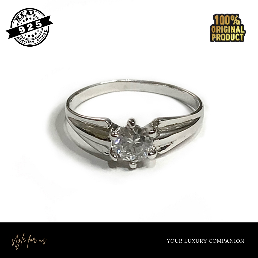 Crown Diamond - Cincin Perak Silver 925 ASLI Lapis Emas Putih kode A5 - Style for Us Jewelry - CINCI