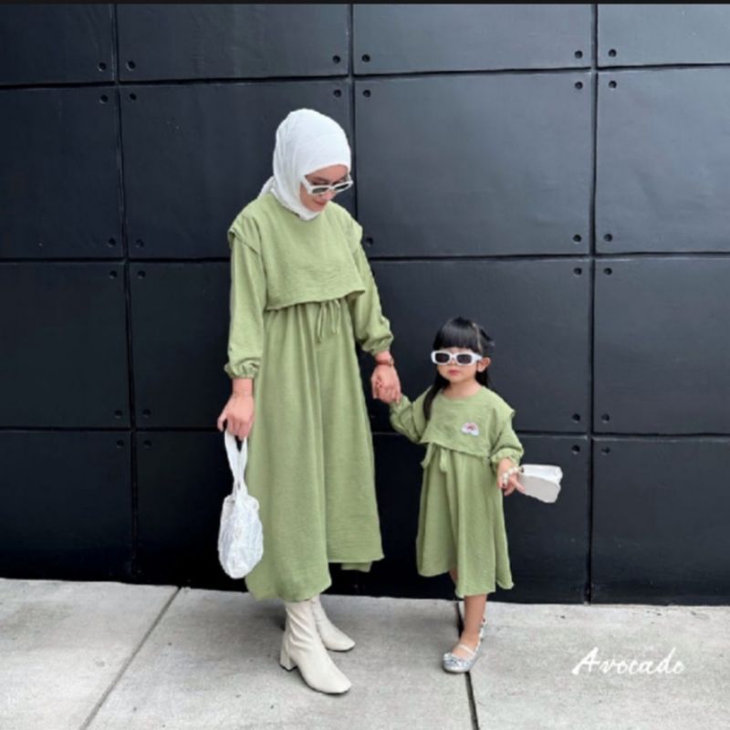 Milea Dress Couple Ibu Dan Anak / Baju Couple Ibu Dan Anak Perempuan / Baju Gamis Couple Ibu Dan Ana