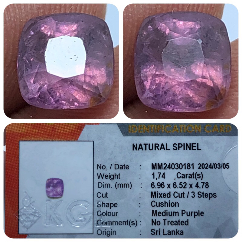 Natural spinel / batu srilanka KGL lab