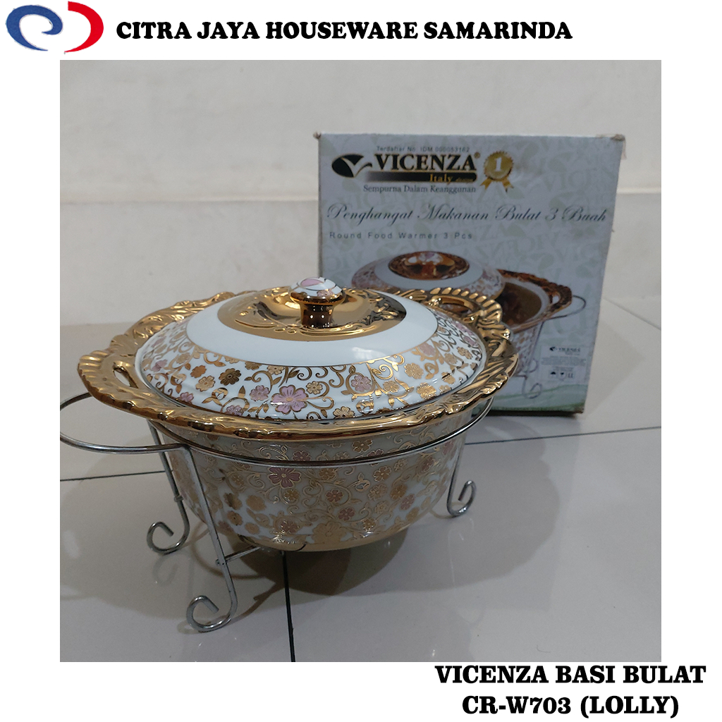Basi Bulat & Tutup KERAMIK 2800 ML FULL GOLD & MOTIF VICENZA CR-W703 (PER 1 PCS SESUAI MOTIF PILIHAN