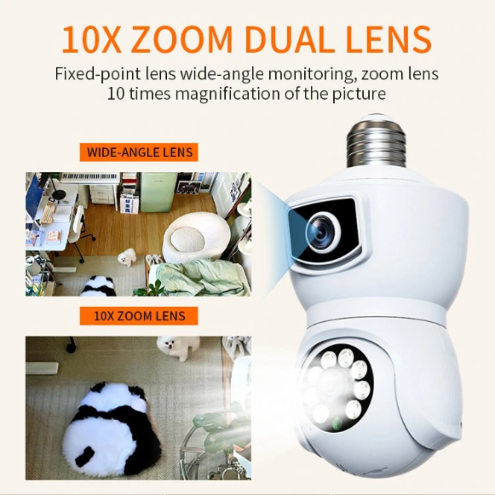 CCTV Bohlam V380 E9 Dual Lens IP Camera WIFI Two way audio infrared NIGHT VISION