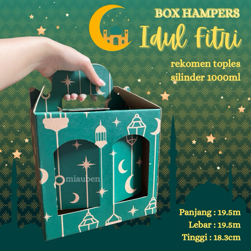 

Box hampers lebaran toples tabung silinder 1000ml 9x17,5cm box kue idul fitri