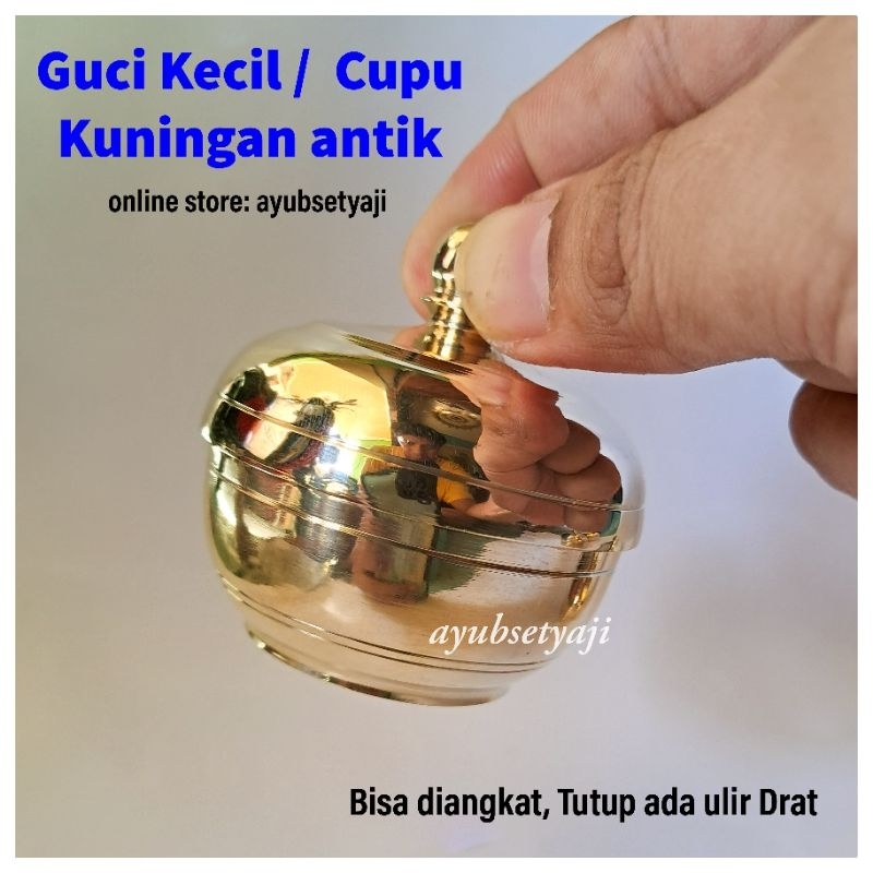 Lostklik Guci Kuningan Antik Wadah Kinang Hiolo Gentong Mangkuk Kecil Cupu Kuningan Mini 02 Cepuk