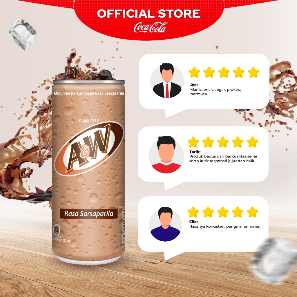 

A&W Minuman Soda - Rasa Sarsaparila - Kaleng 250 ml