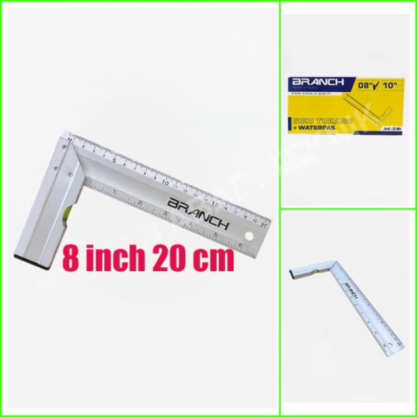 

penggaris siku alumunium WATERPAS BRANCH 8 10 12 meter tukang - 8 inch 20cm