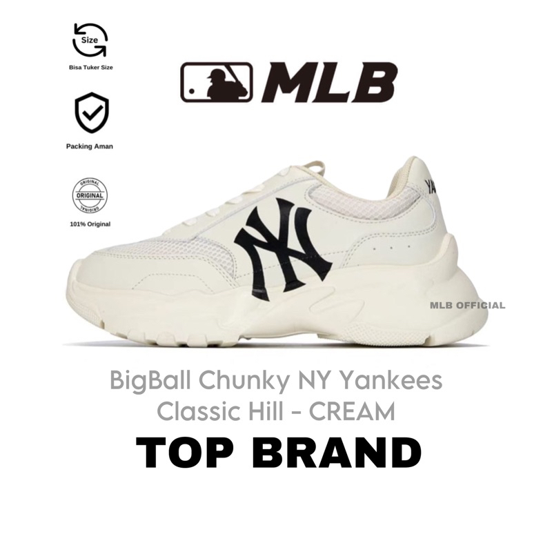 MLB Yankees Bigball Classic Hill Cream Leather Sneaker Beige Original