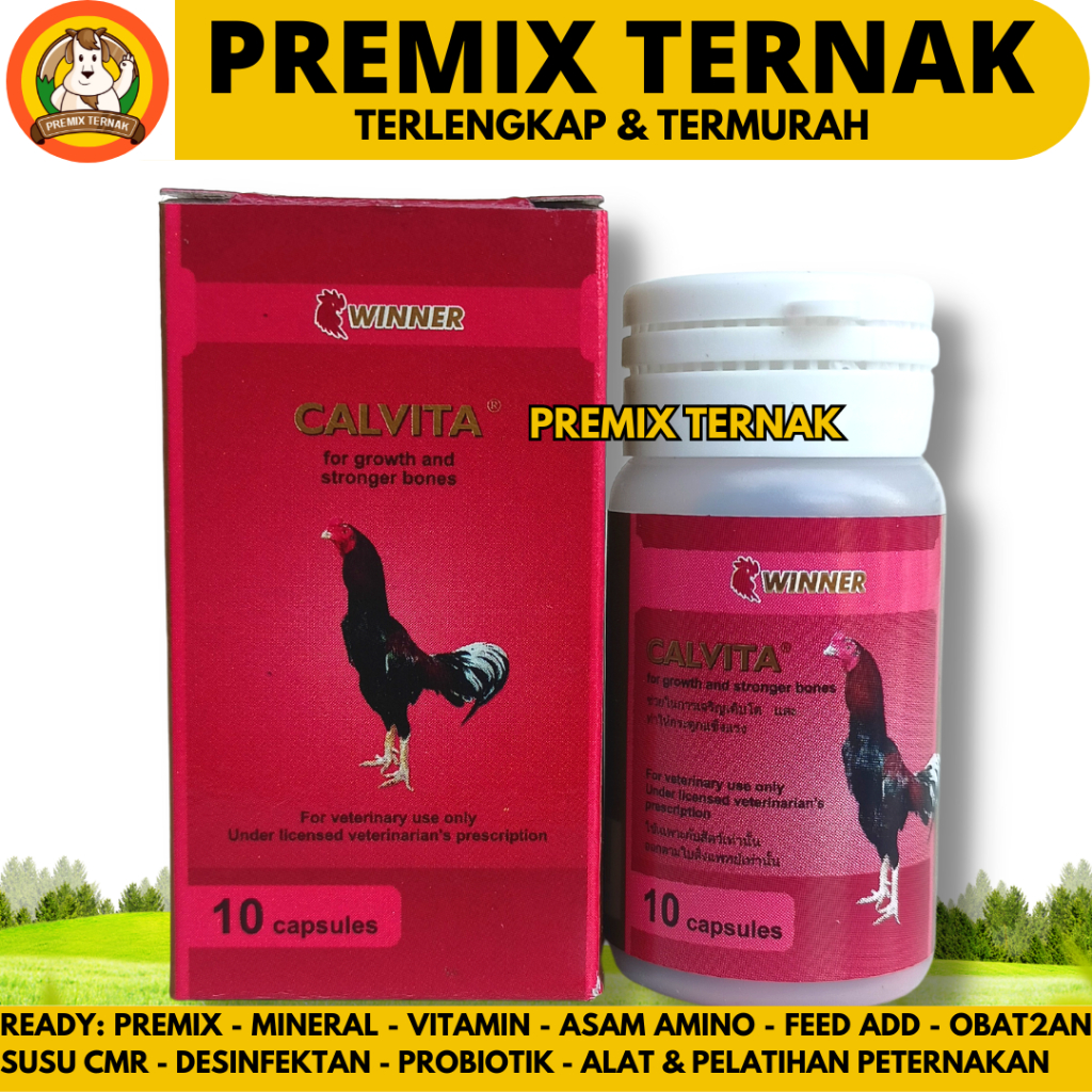 CALVITA WINNER LAGA 10 Kapsul - Obat Ayam Lumpuh & Tulang Kuat Ayam Laga Aduan Medion
