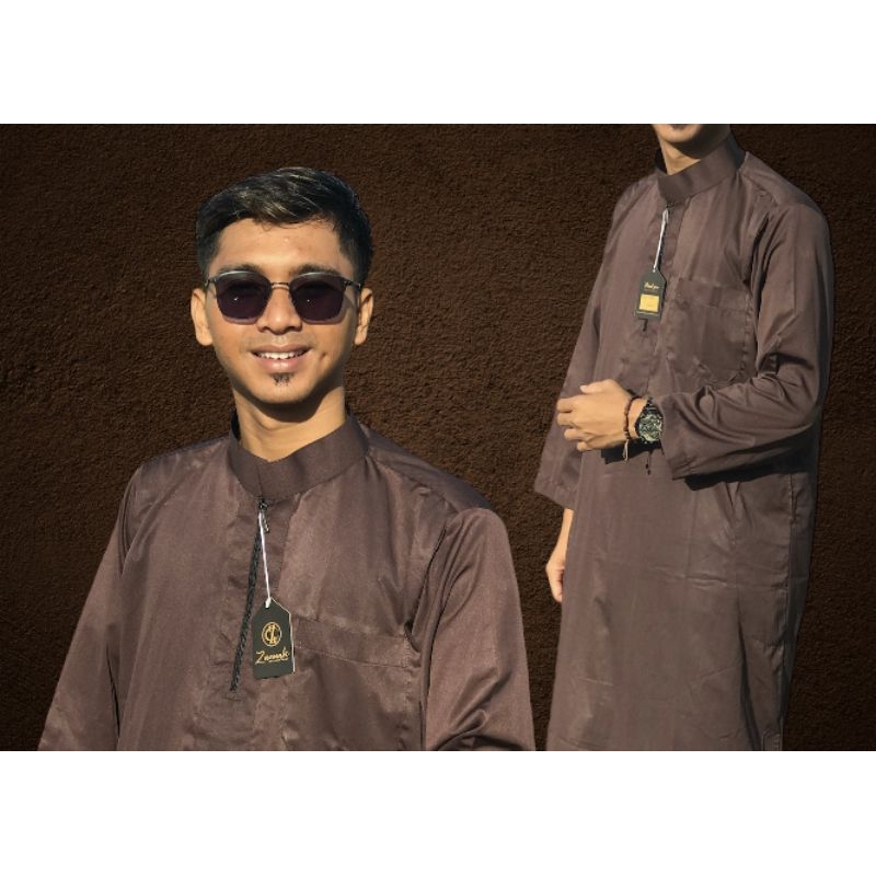 Gamis Pria Dewasa Polos Resleting Slimfit Toyobo/Jubah Pria Dewasa Polos/Gamis lakilaki Muslim