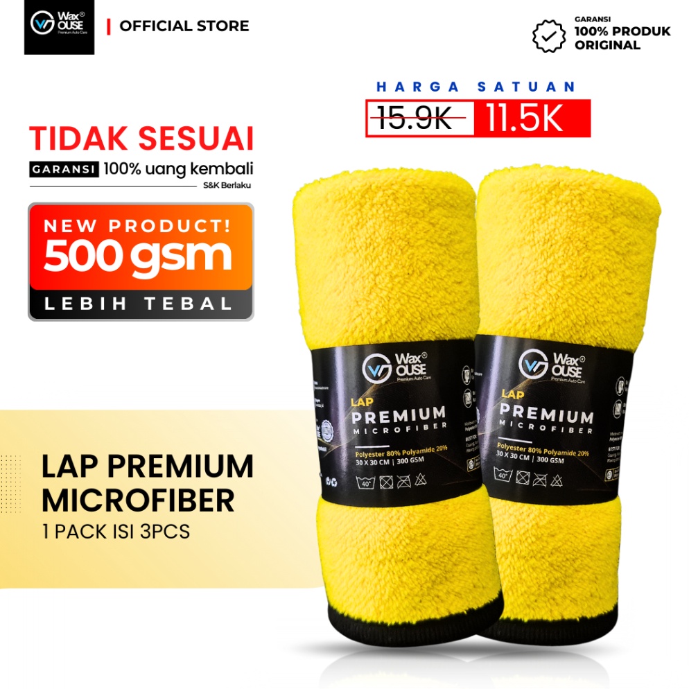 Paling Bagus Kain Lap Microfiber Mobil dan Motor Waxouse Lap Microfiber Premium Quality