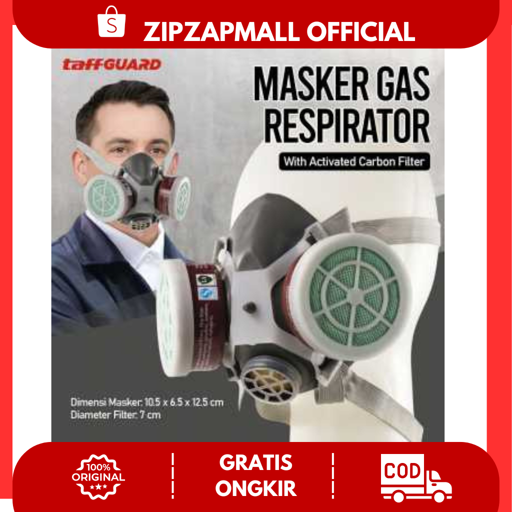 Masker Gas Respirator Half Face with Activated Carbon Filter / Masker Gas Respirator Beracun Peptisi