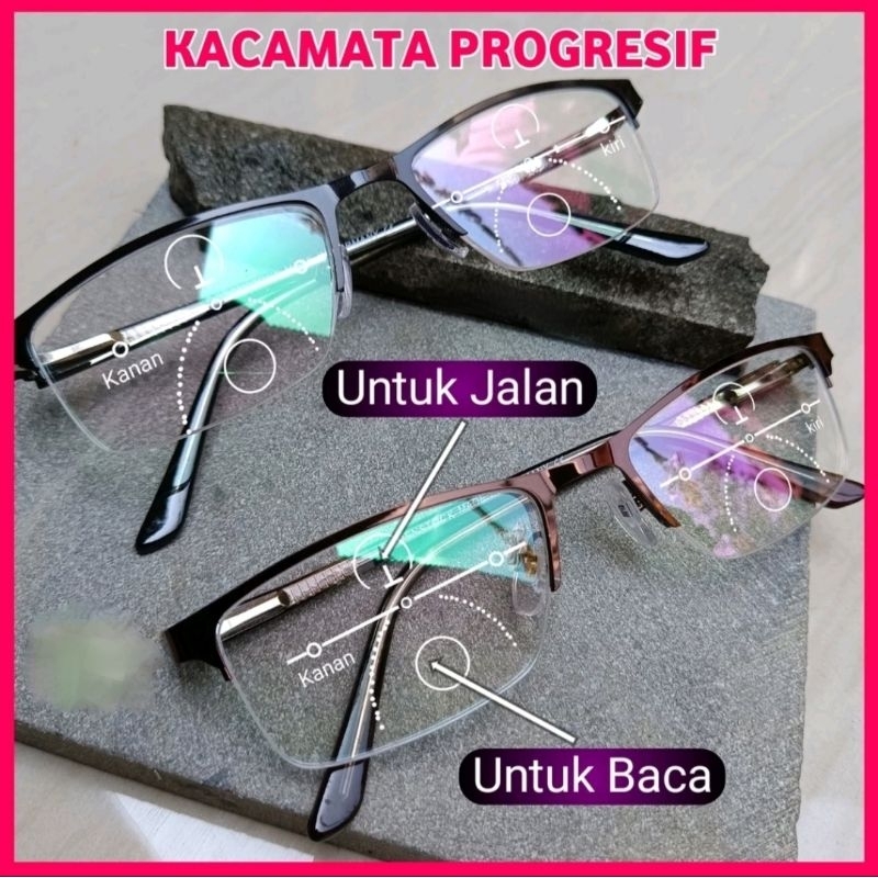 Frame Kacamata Baca Progresif Photocromic Pria/Wanita | Kacamata Baca Dobel fokus | Kacamata Plus Ba