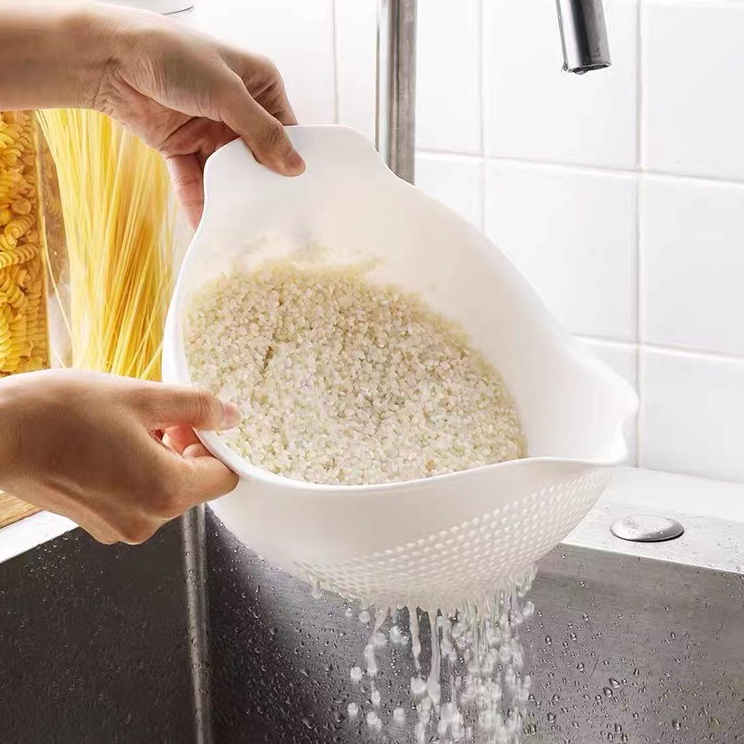 Buruan pesan Rice Cleaning Vegetables Basket  Baskom Saringan Cuci Beras Sayuran Buah Putih H4