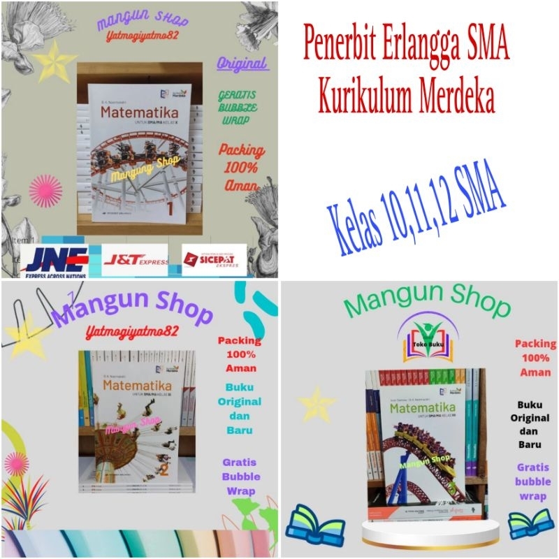 BUKU MATEMATIKA  KELAS 10,11,12 SMA KURIKULUM MERDEKA ERLANGGA