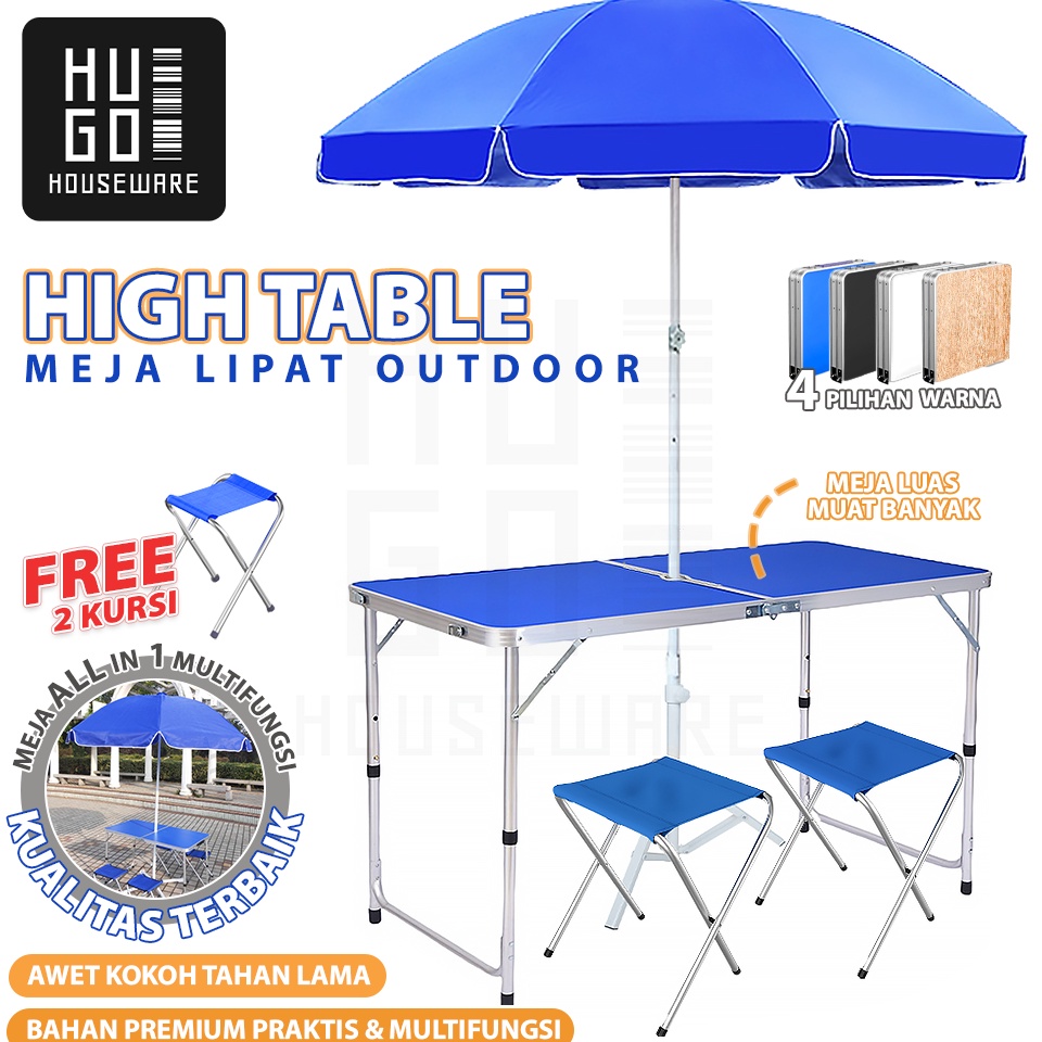 Best HUGO Meja Lipat Jualan Lubang Tengah Payung Meja Lapak Bazar Cafe Kokoh Meja Lipat Set Koper Ca