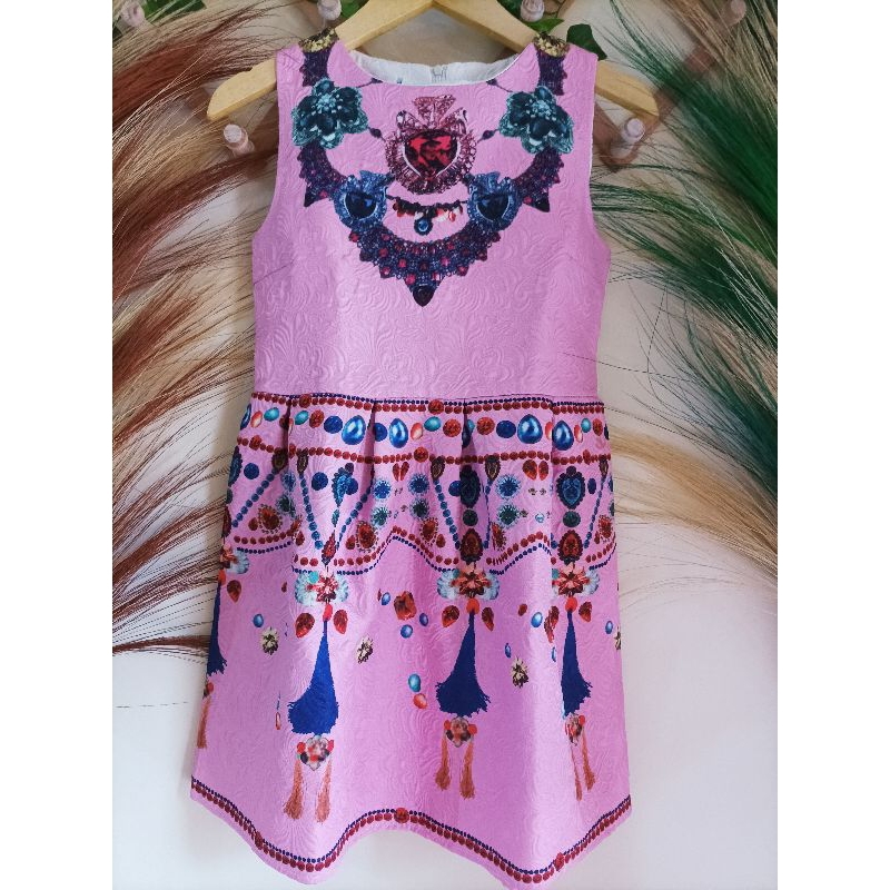 Dress Emboss Motif / Dress Wanita Korean Style Motif Vintage / Vintage Dress