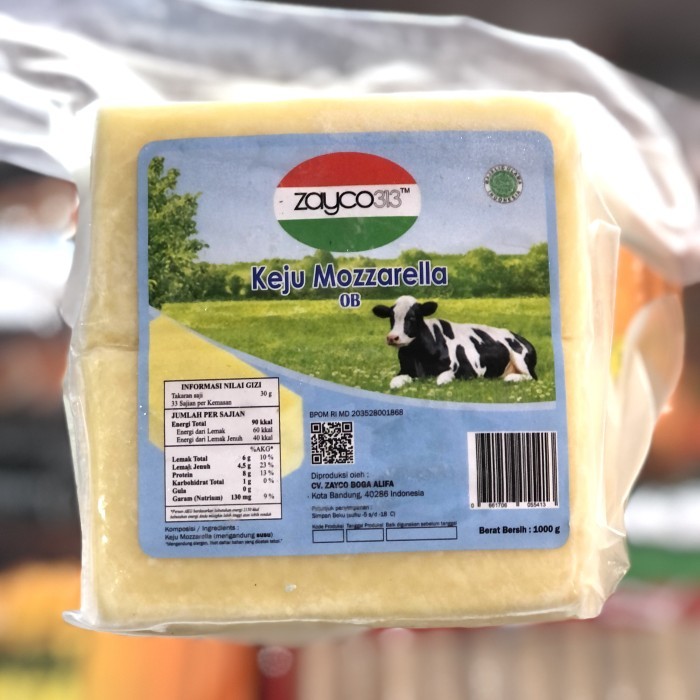 

Keju mozzarella zayco Olden burger 250gram / keju moza blok 250gr frozen