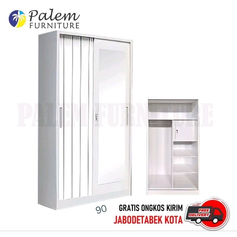 Lemari Besi Lemari Pakaian 2 Pintu plat Besi brankas 90 120 Sliding Dixon