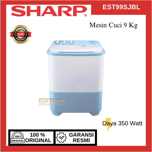 SHARP MESIN CUCI 2 TABUNG EST 99SJBL 9KG/EST-99SJBL/EST 99SJBL/SHARP MESIN CUCI/SHARP MESIN CUCI MUR