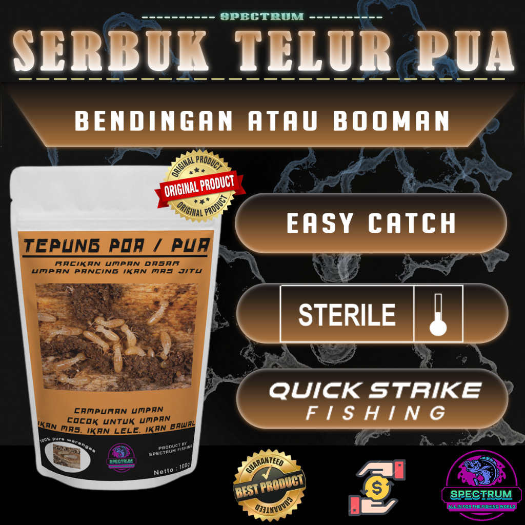 Serbuk Telur Pua 100g bendingan Pengganti Umpan Pancing Kroto, Telur Jangkrik, dan Pua