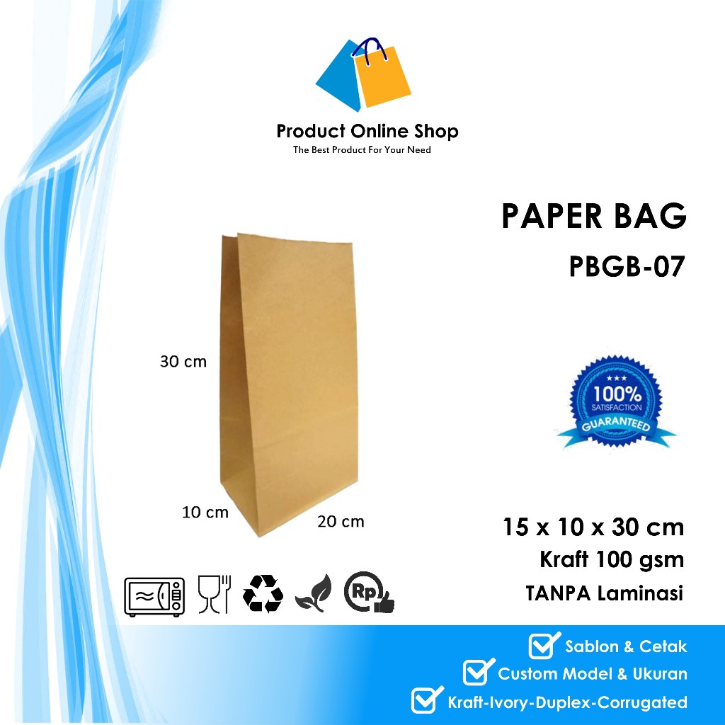 

PAPER BAG GOODIE KANTONG TAS KERTAS SOUVENIR GIFT 15x10x30cm KRAFT 100 gsm