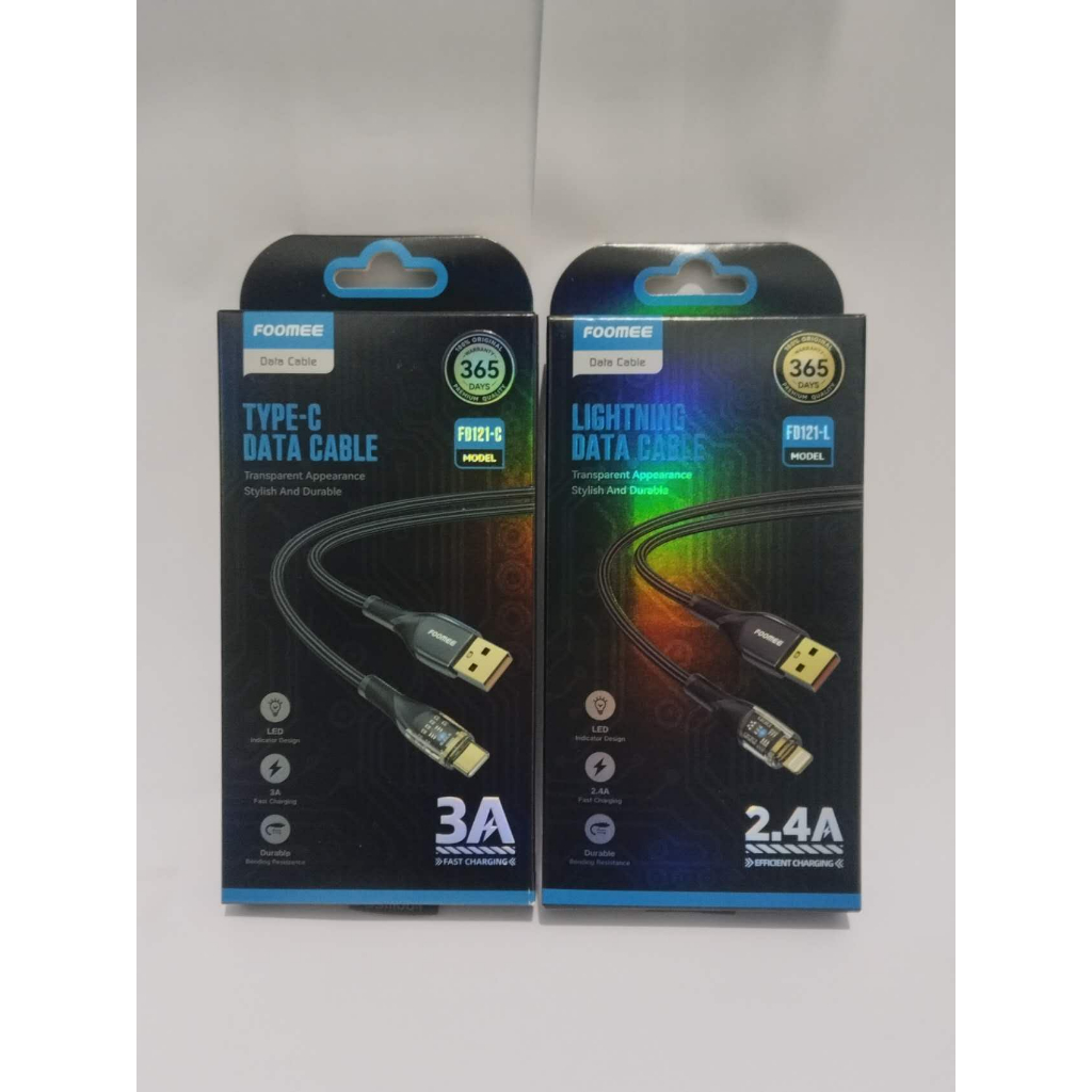 Data Cable Type-c/Type-l 3a Fast Charging 1m Anti-break Foomee Fd121-c/L
