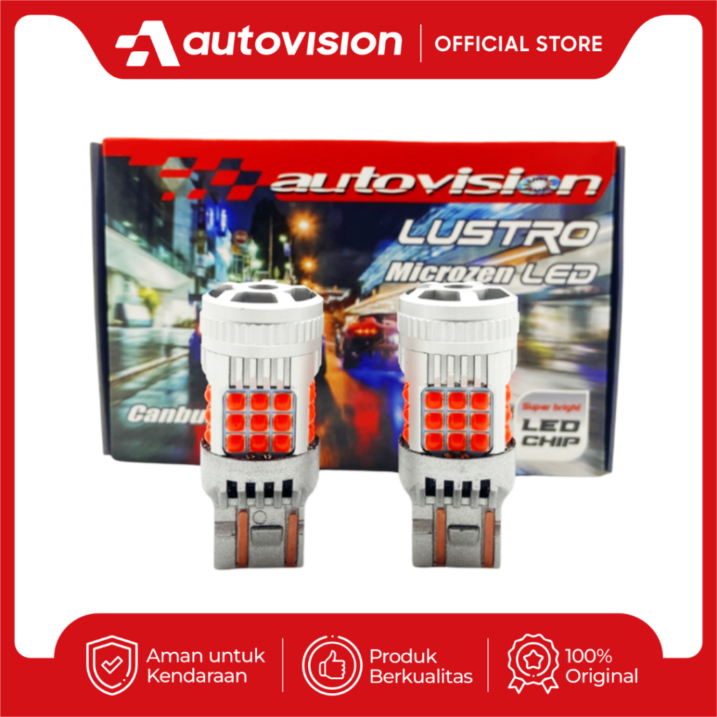 MERBAU Lampu Rem Mobil LED Autovision T20 7443 36-3030SMD Canbus Bipolar 12V 26Watt Red