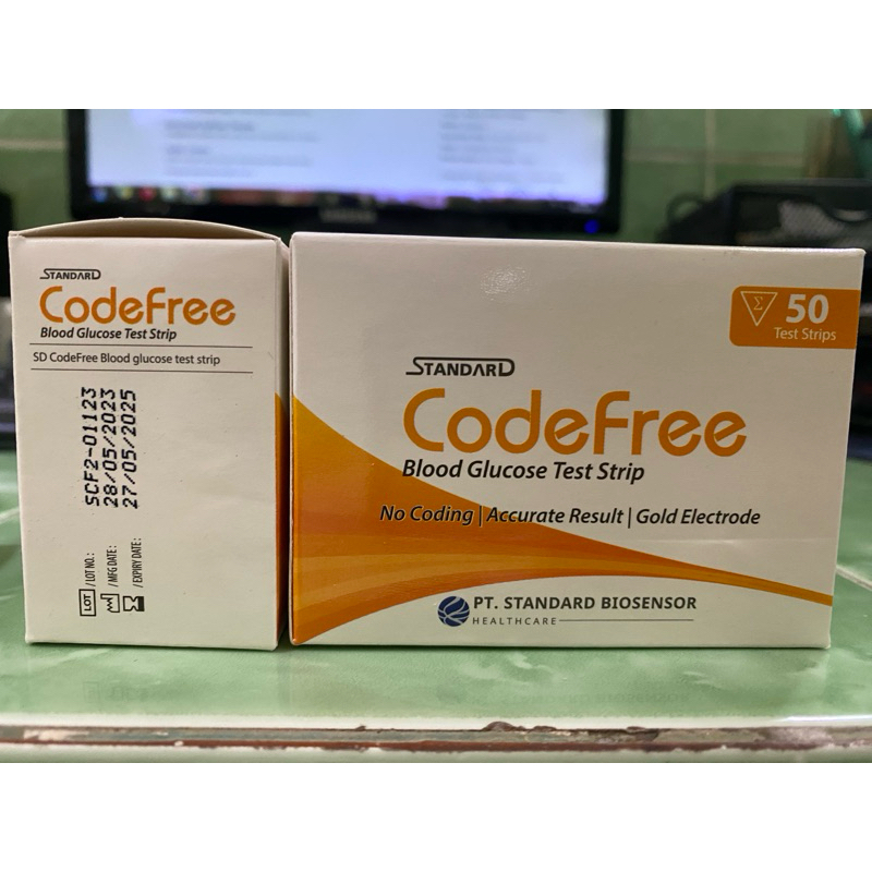 Strip Gula Darah CodeFree Standard Biosensor Stik CodeFree Strip CodeFree Glucose Strip Glukose Code