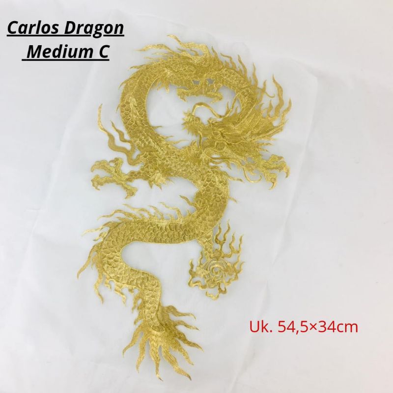 1Pcs Bordir Jahit Patch Naga Motif Carlos Dragon Medium Series