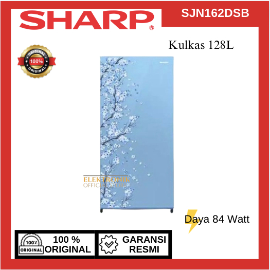 SHARP KULKAS 1 PINTU SJN162DSB 128L/SJN-162DSB/SJN 162DSB/LOW WATT MURAH/100% ORIGINAL/BERGARANSI