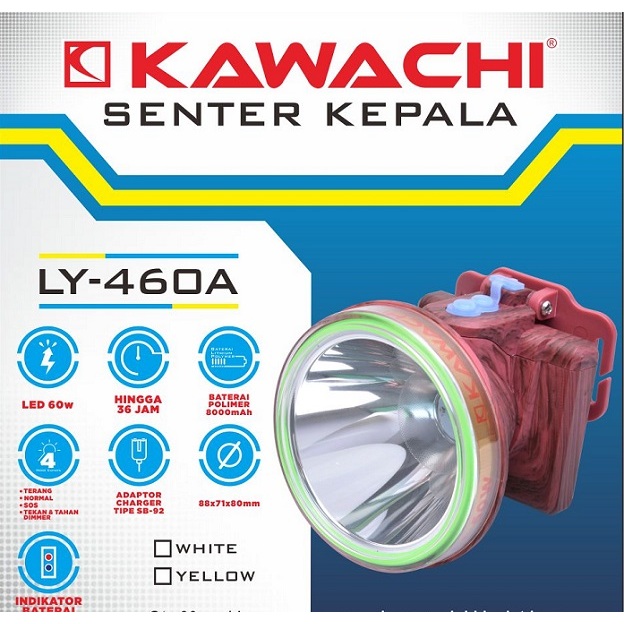 Senter Kepala Kawachi 60Watt Dimmer Menggunakan Baterai Lithium Polymer 8.000mAH Ly-460A