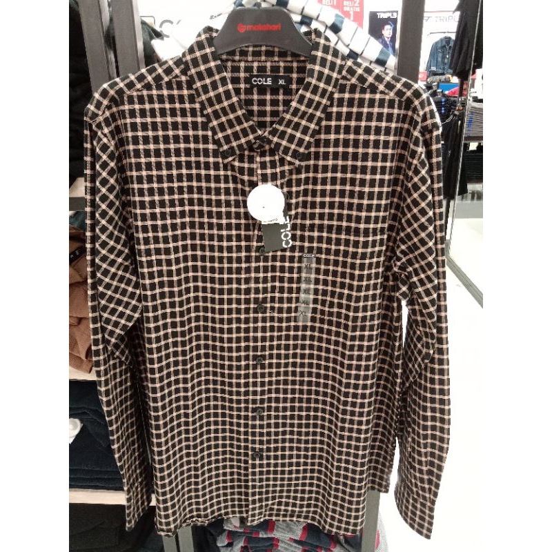 Kemeja casual pria COLE motif kotak premium